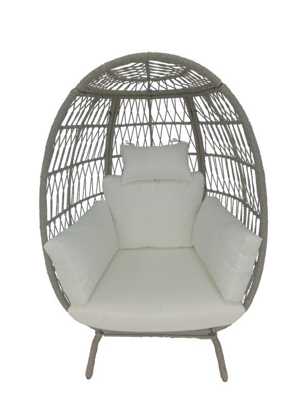 Outdoor oversize egg chair with stand  big space with thick cushion KD style patio Egg Chair