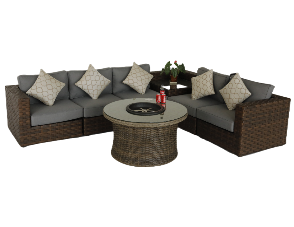 Modern Grey Metal Steel Backyard Furniture Garden Sofa Set Rattan Patio Furniture Set Wicker Outdoor Furniture Garden Set