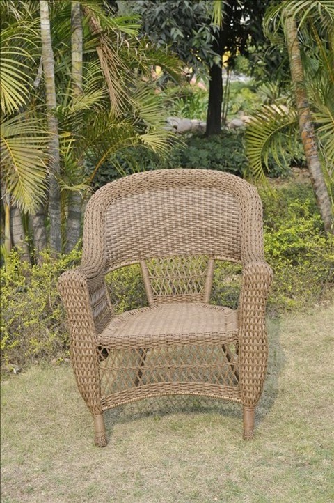 Jeco Wicker Outdoor Seating chair with Cushions Patio Rattan Furniture stacking chair