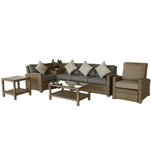 Outdoor Rattan Garden Rattan Furniture Sofa Patio Furniture Set Rattan Sofa Set with Recliner Chair Outdoor Furniture