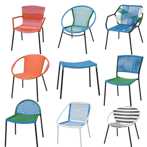 Outdoor Patio Furniture Set Blue Red Green Orange Black White Acapulco Chair Set w/Plastic Rope  All Weather Patio Bistro Chair