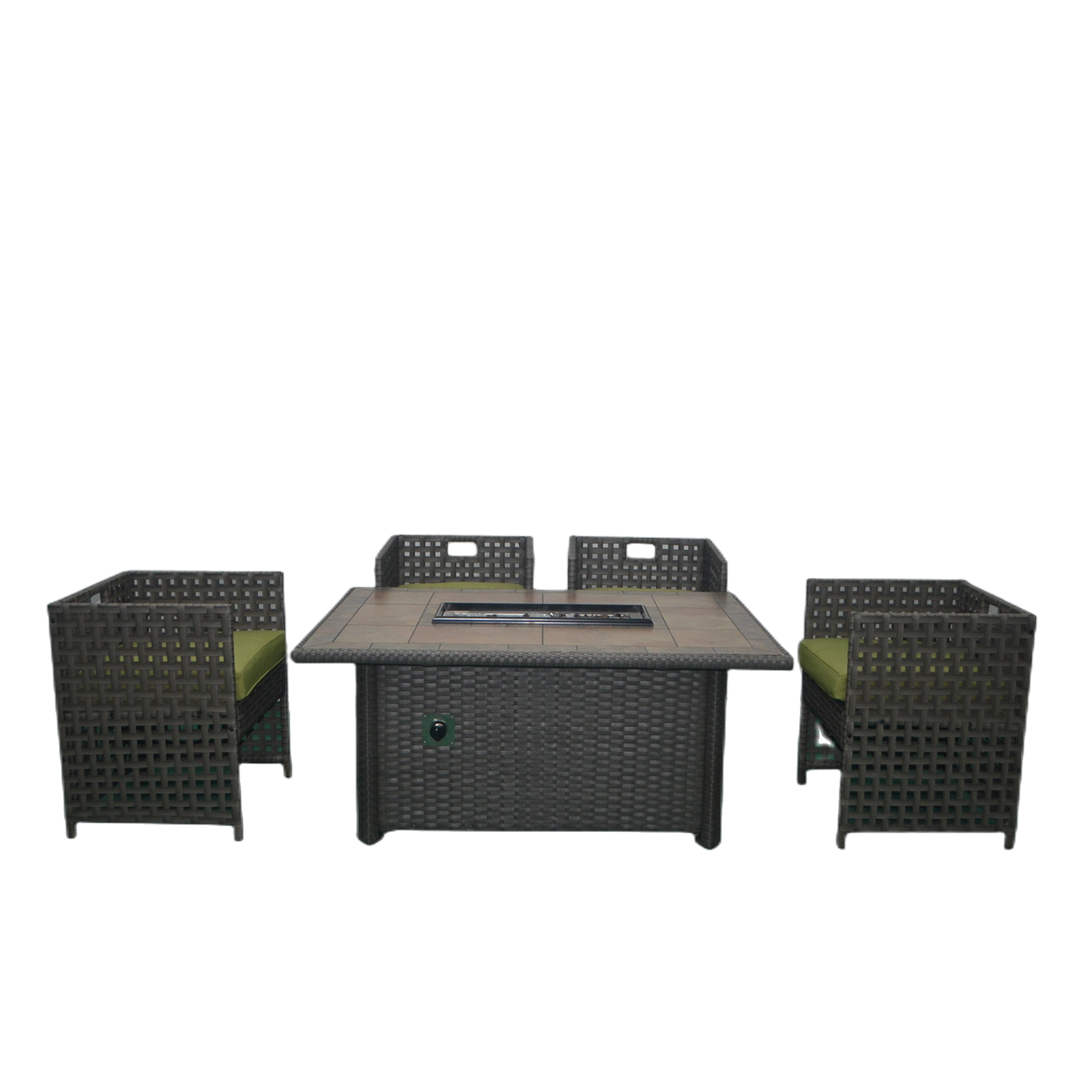 Outdoor Luxury Rattan Garden Furniture Set Propane Tabletop Smokeless Outdoor Rattan deck furniture Fire Pits