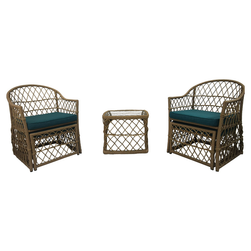 Patio space saving  Set PE Wicker leisure Rattan Furniture garden Sectional Conversation Outdoor Furniture with ottoman