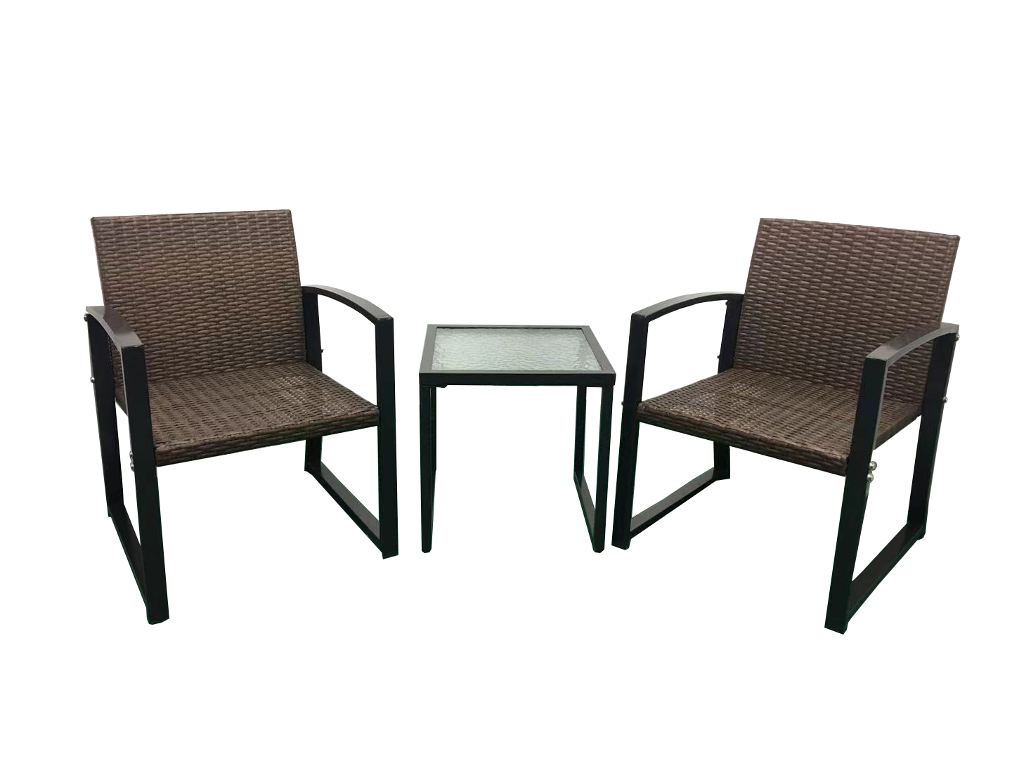 Outdoor Patio Furniture 3 Piece Bistro Set Chairs Wicker Rattan Conversation Furniture and Thickened Cushions