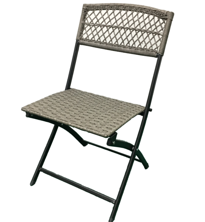 Rattan Patio Bistro Folding Chair and Table Set Outdoor Furniture Sets with Rust-Proof 3 Piece Bistro Set of Foldable Chair