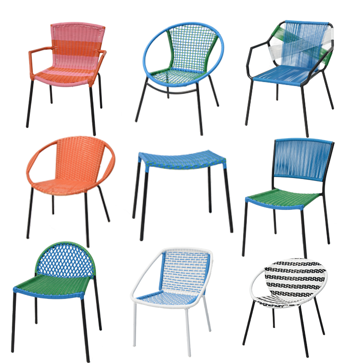 Patio Rattan / Wicker Metal Stackable Plastic Rope Chair Blue Red Green Orange Black White Modern Acapulco Egg Shape Chair