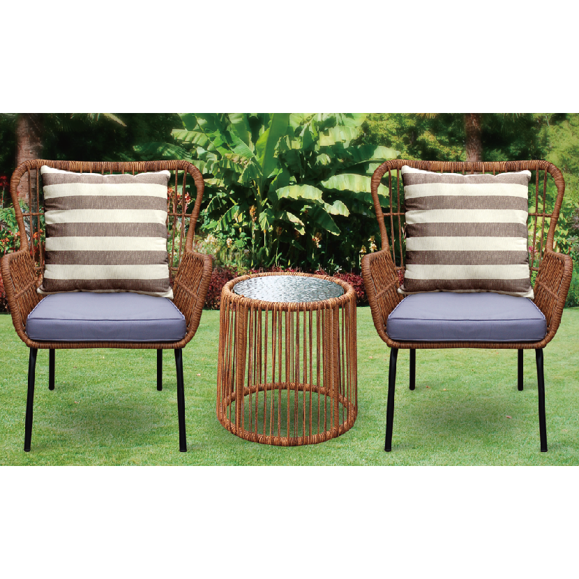 Guangzhou Factory Wholesale contemporary cafe balcony 3pc wicker set patio outdoor furniture rattan gardensofa set