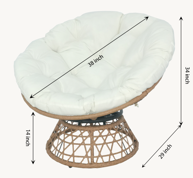 Indoor Outdoor Wicker Chair 360 Degree Swiveling Papasan Chair