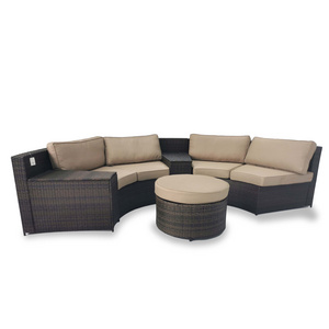 Factory Wholesale Curved sofa bench wicker Half-round sofa set outdoor furniture Sofa