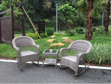 Antique outdoor rattan garden dining set Built-in sponge Outdoor Patio Furniture Set 1 Loveseat 2 Chairs and Table