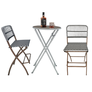 Rattan Patio Bistro Folding Stool Chair and Bar Table Portable Foldable Chairs Bar Table and Chair