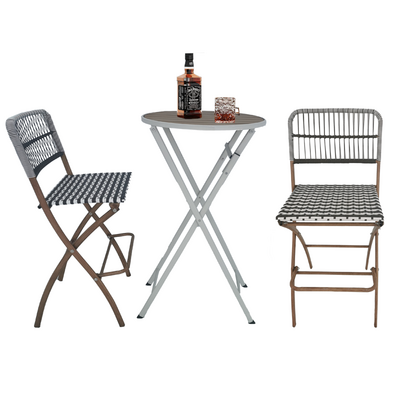 Rattan Patio Bistro Folding Stool Chair and Bar Table Portable Foldable Chairs Bar Table and Chair