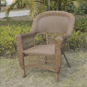 Jeco Wicker Outdoor Seating chair with Cushions Patio Rattan Furniture stacking chair