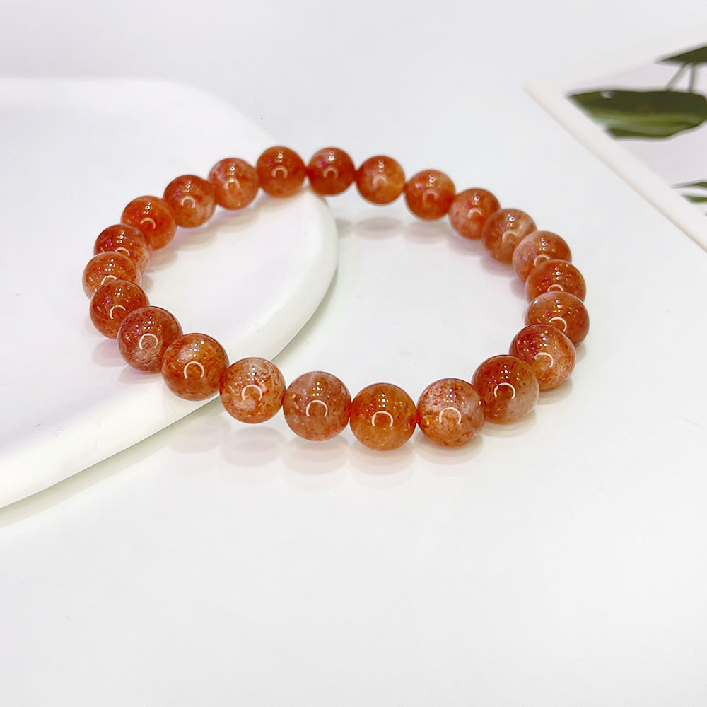 Natural Gemstone Bead Bracelet Amazonite Sunstone Adjustable Stretch Bracelet 8mm For Men Women Beaded Bracelets