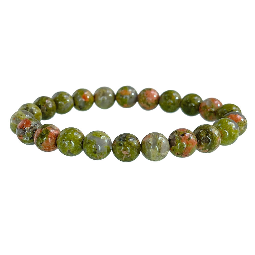 6-8mm Natural agate Bracelet Wholesale Flower Green Jade Crystal Bracelet Natural Stone Beads Bracelet