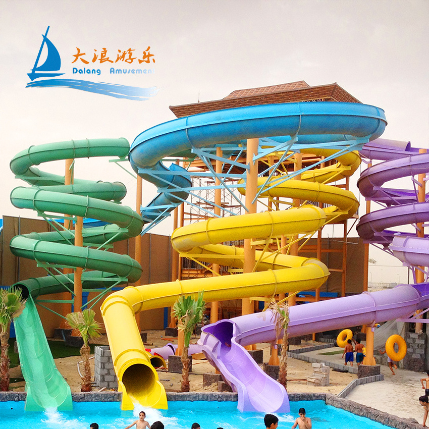 Skin Raft Spiral Water Slide Used Swimming Pool Slide for Sale Giant Fiberglass Children and Adults Aqua Park Fiber Glass CN;GUA