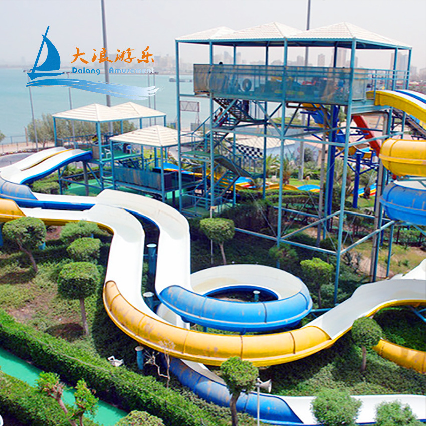 Dalang Water Park Outdoor Playground Water Raft Slides Fiberglass Water Slide Spiral Raft Slide For Resort Hotel