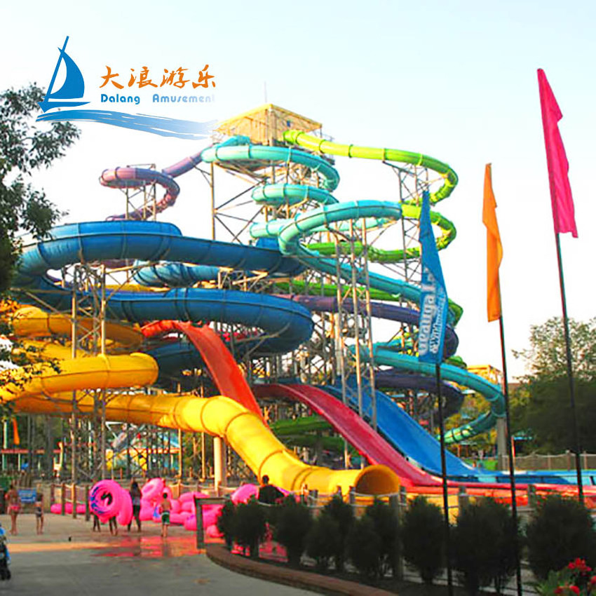 Dalang Water Park Outdoor Playground Water Raft Slides Fiberglass Water Slide Spiral Raft Slide For Resort Hotel