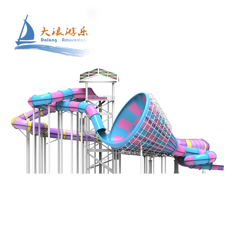 Tourbillion Slides Water Play Equipment Fiberglass Water Slide for Sale Aqua Park Trumpet Shaped Slides Supplier