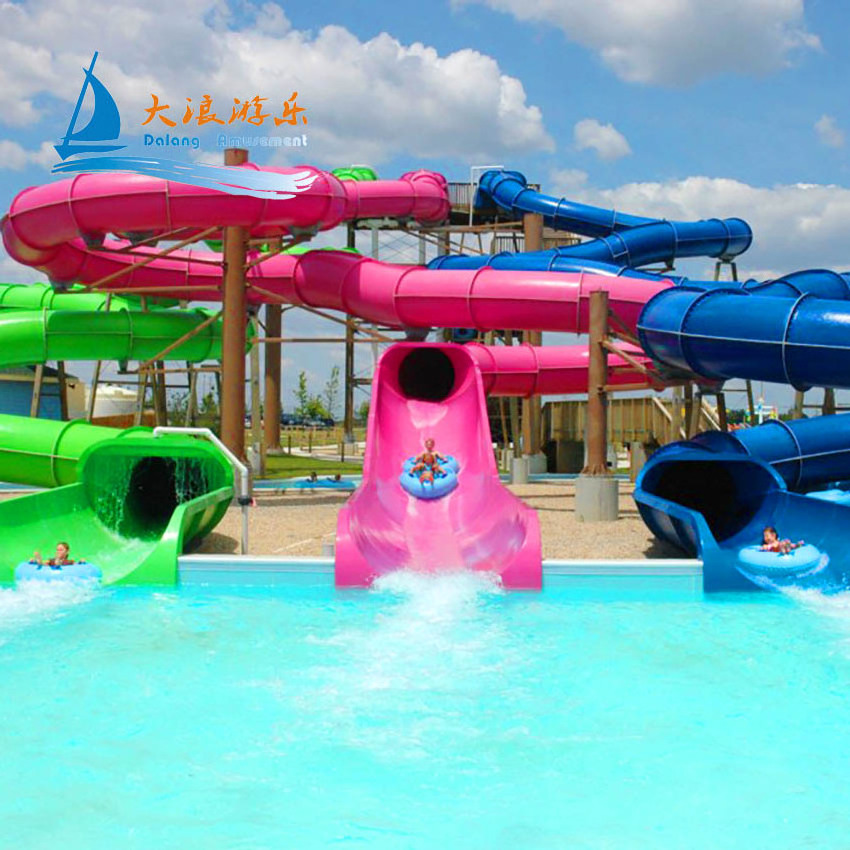 Giant water amusement park equipment fiberglass spiral water Raft Slide for commercial sale