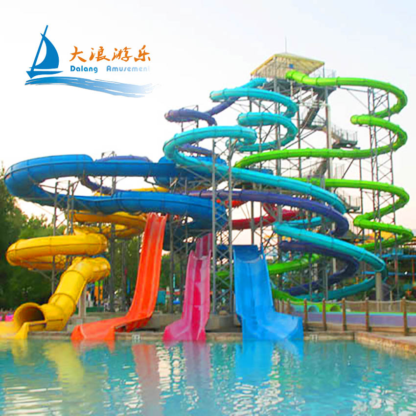 Skin Raft Spiral Water Slide Used Swimming Pool Slide for Sale Giant Fiberglass Children and Adults Aqua Park Fiber Glass CN;GUA