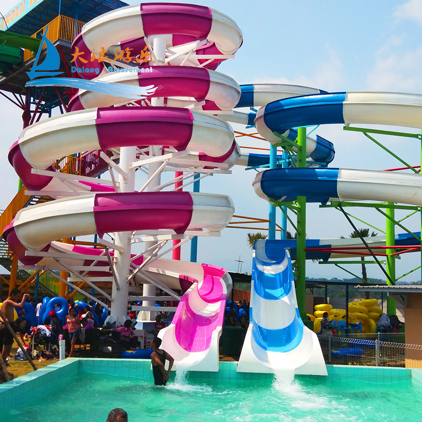 Skin Raft Spiral Water Slide Used Swimming Pool Slide for Sale Giant Fiberglass Children and Adults Aqua Park Fiber Glass CN;GUA