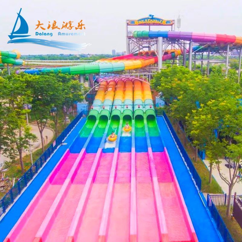 Factory Price Water Competition Racing Body Slide Amusement Park Fiberglass Water Slide Water Play Equipment With Swimming Pool