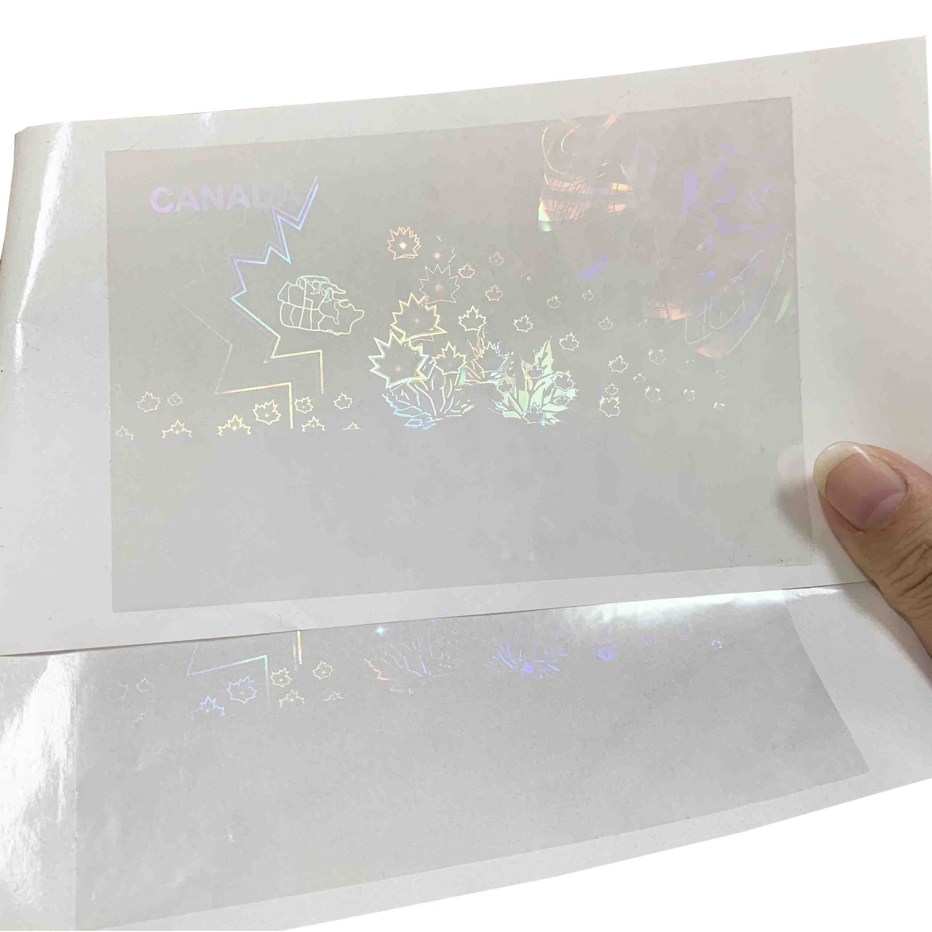 Custom Heat Transfer Transparent Lamination Foil Hot Stamping ID Security 3D Overlay Hologram Holographic Label Sticker Roll