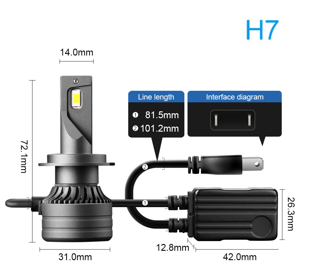 DAO High Quality Brighter DF Led H7 Headlight H4 H13 H1 Csp3570 Wide Voltage 12V High Low Beam LED Headlights