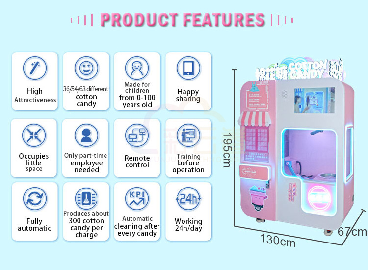 Commercial Cotton Candy Fairy Floss Machine Professional Full Automatic Cotton Candy Vending Machine Maker