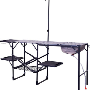 Outdoor Chef Station Portable Camping Kitchen Outdoor Folding Table 22.2x70.1x68.3