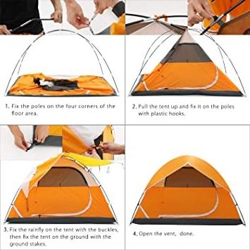 CHINA 2024 Camping Tent 2/4 Person Family Tent Double Layer Outdoor Tent Waterproof Windproof UV Protection