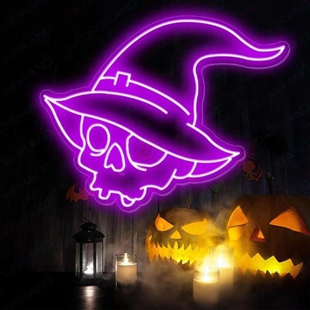 Acrylic Led Neon Signs Custom Halloween Home Party Pumpkin Ghost Decoration Electronic Neon Light Signs