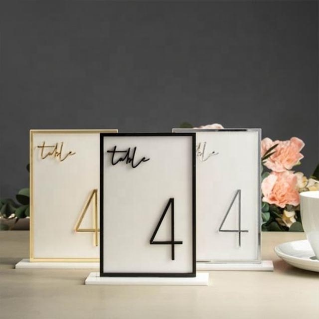 Popular Transparent Frosted Acrylic Table Card Display Stand Hotel Wedding Banquet Table Number Holder Arch Sign Holder