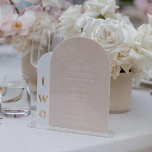 Popular Transparent Frosted Acrylic Table Card Display Stand Hotel Wedding Banquet Table Number Holder Arch Sign Holder