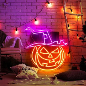 Acrylic Led Neon Signs Custom Halloween Home Party Pumpkin Ghost Decoration Electronic Neon Light Signs