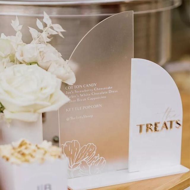 Popular Transparent Frosted Acrylic Table Card Display Stand Hotel Wedding Banquet Table Number Holder Arch Sign Holder