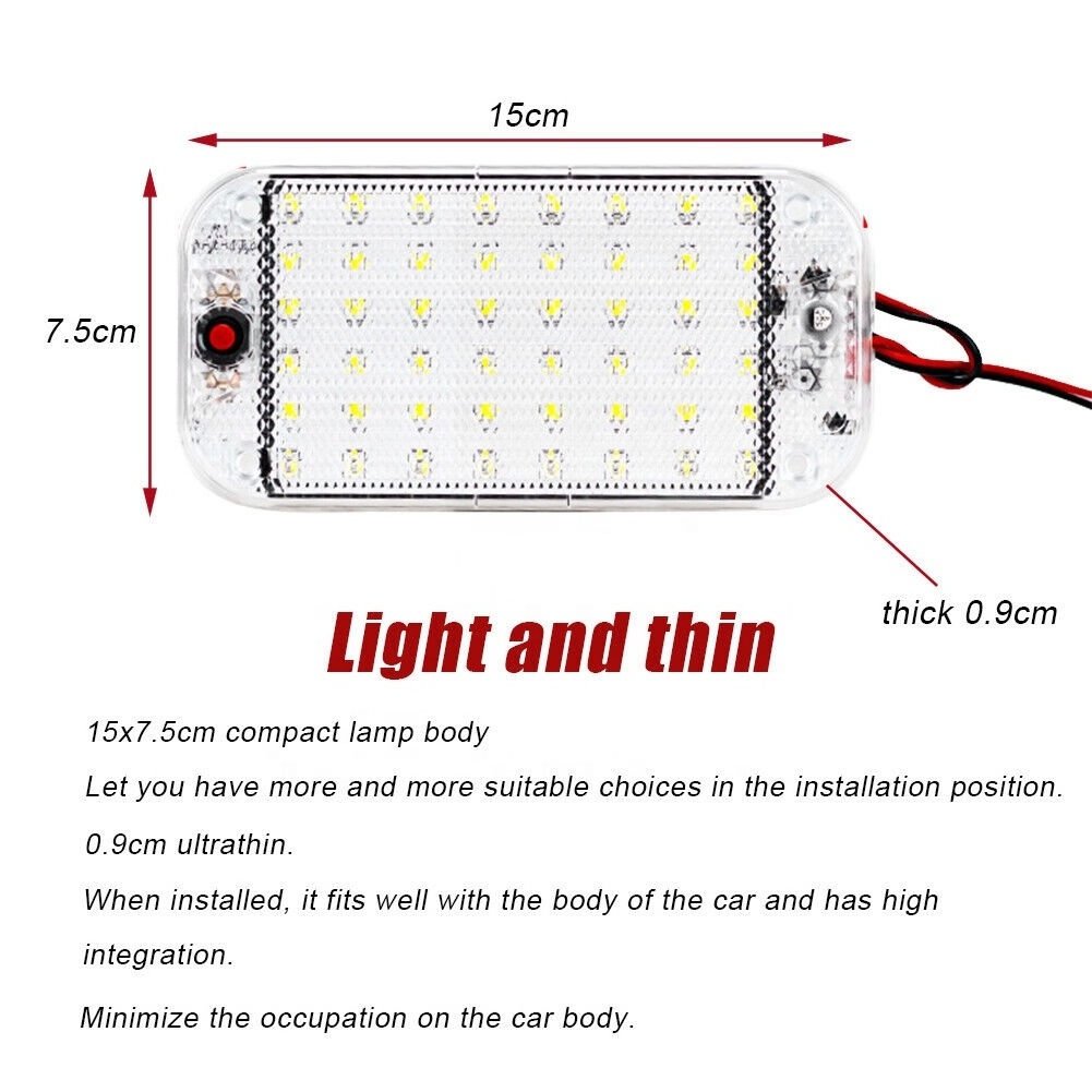 2PCS 48LED Car Ceiling Light 12V-85V RV Interior Dome Lighting for Truck Trailer