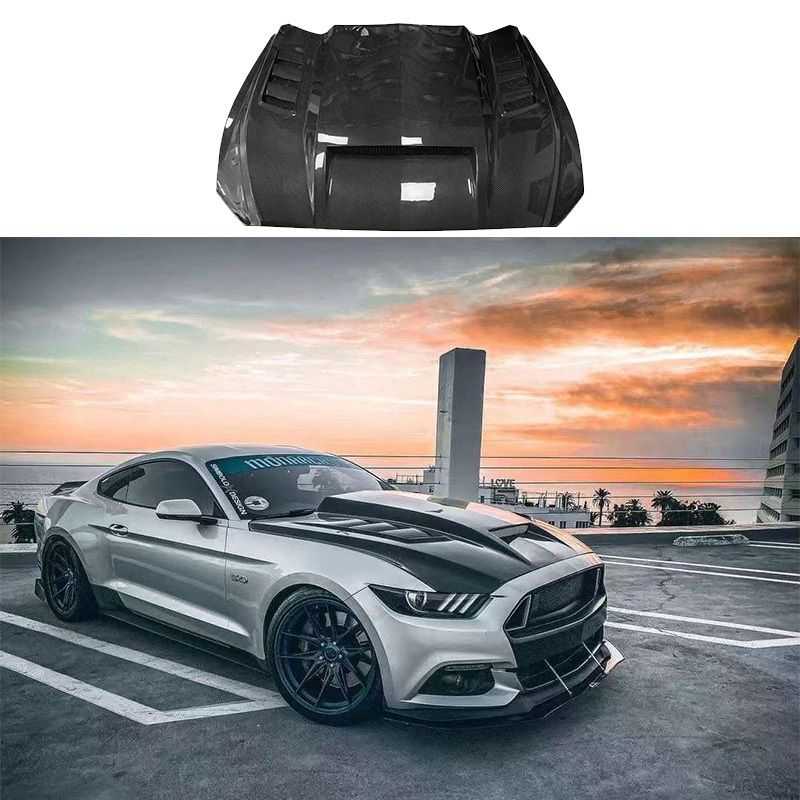 Modified  Carbon Fiber Fibre Front Engine Bonnet Hood Vents For Ford Mustang 2015 - 2017