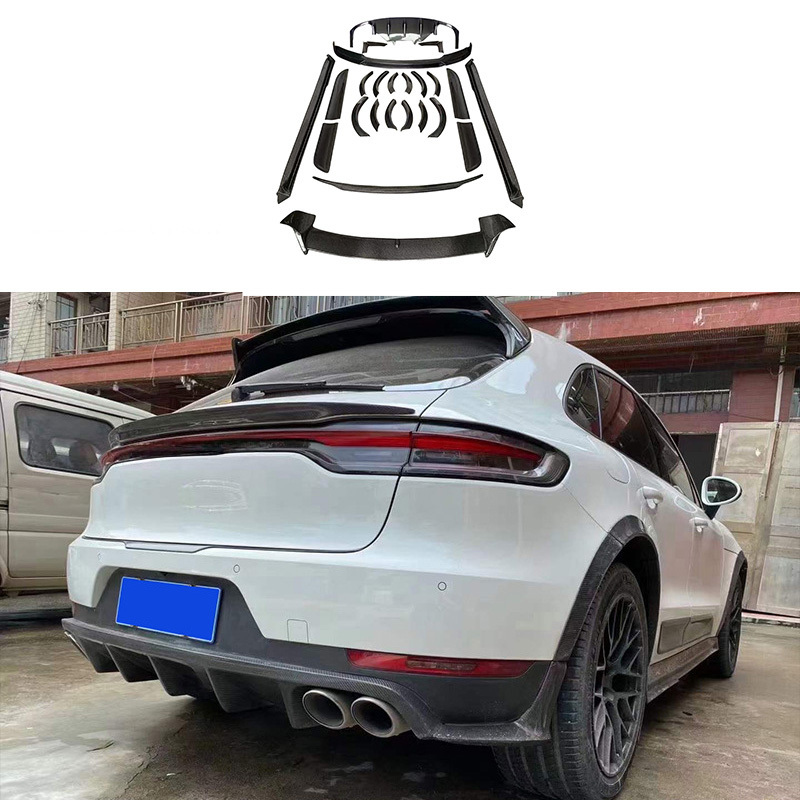 Front Rear lip Side Skirt Carbon Fiber Fibre Body Kit For Porsche Macan Upgrade Bodykit  2022+