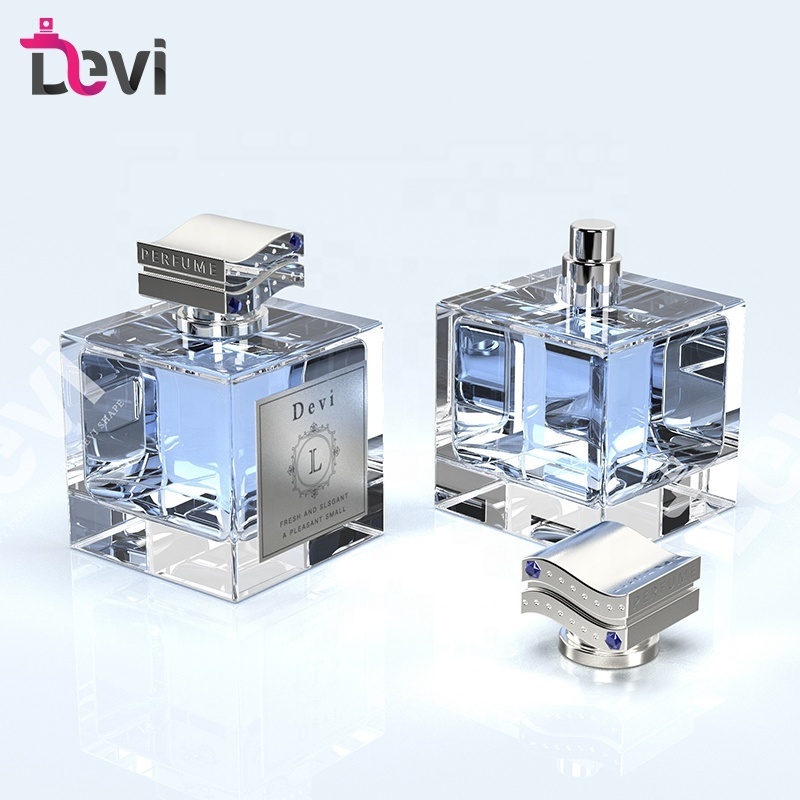 New Design Custom Crystal Refillable Atomizer Spray Perfume Bottle 10ml 100ml Recyclable Empty Perfume Rectangular Glass Bottles