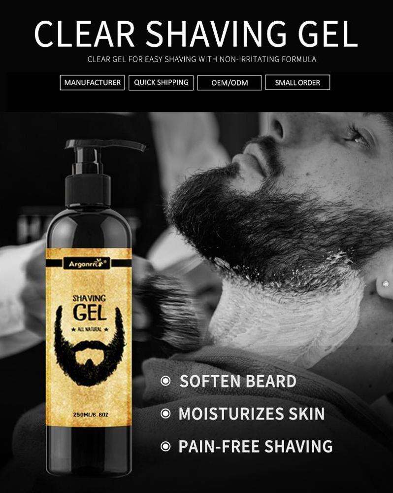 Private label barber organic shaving gel soften beard set for men without alcohol