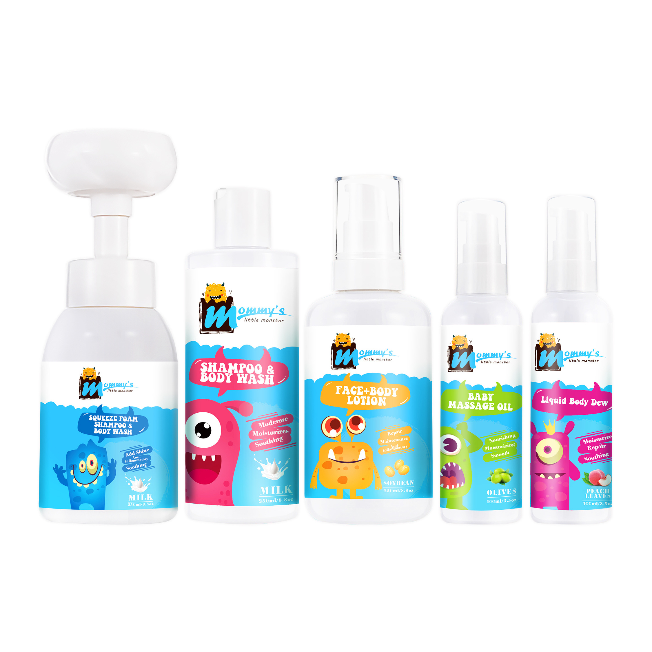 Private label moisturizing baby 2 in 1 body wash shampoo shower gel baby body care set