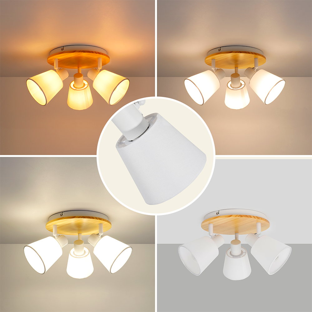 Lamp Manufacturer Price Wholesale Round Fixture E14 Rotation Wood Fabric Ceiling Spot Light