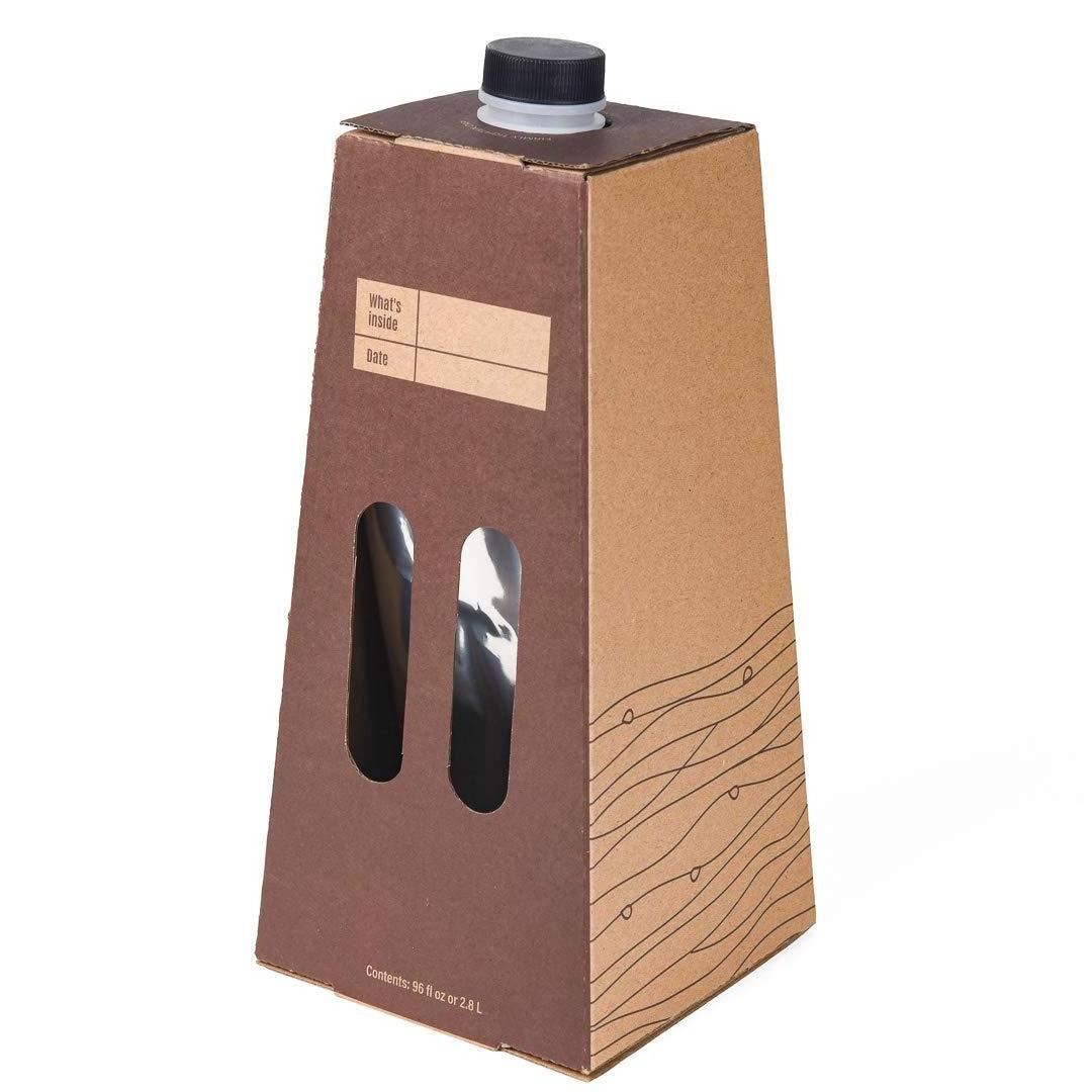 Custom 96fl 2.8L Disposable Coffee Dispensers Built-In Handle Kraft With Black Paper Coffee Boxes