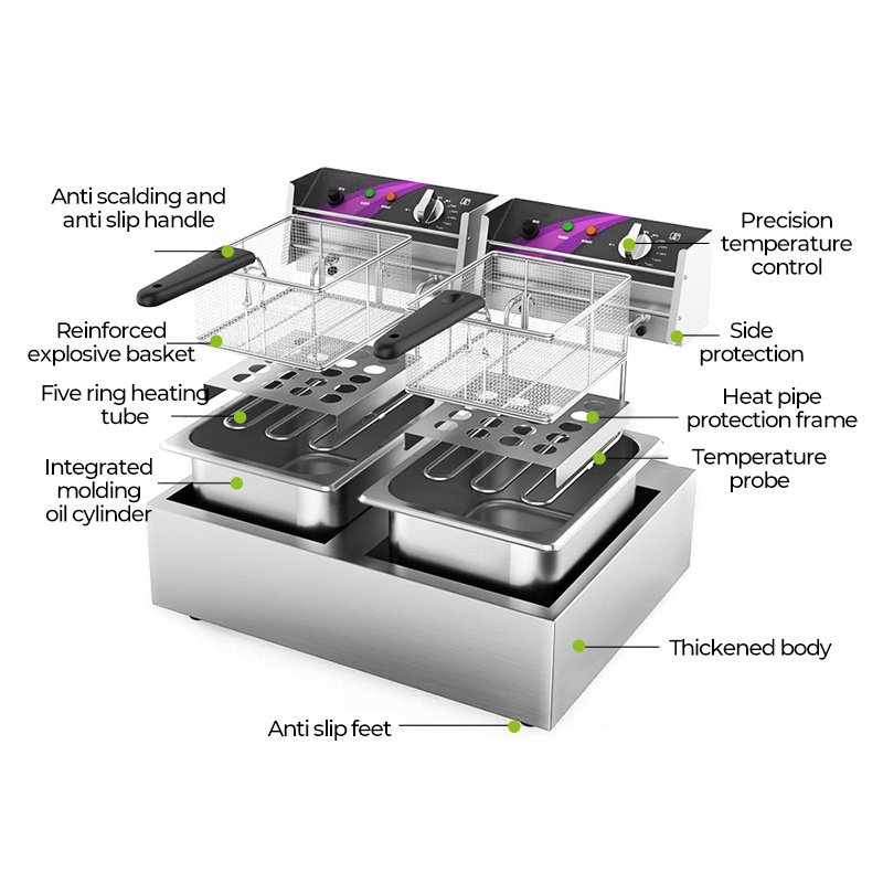 Commercial Double Tank Gas Benchtop Deep Fryer/Gas Fryer Table Top / Deep Fryer Gas Machine With Two Tank For Restaurant