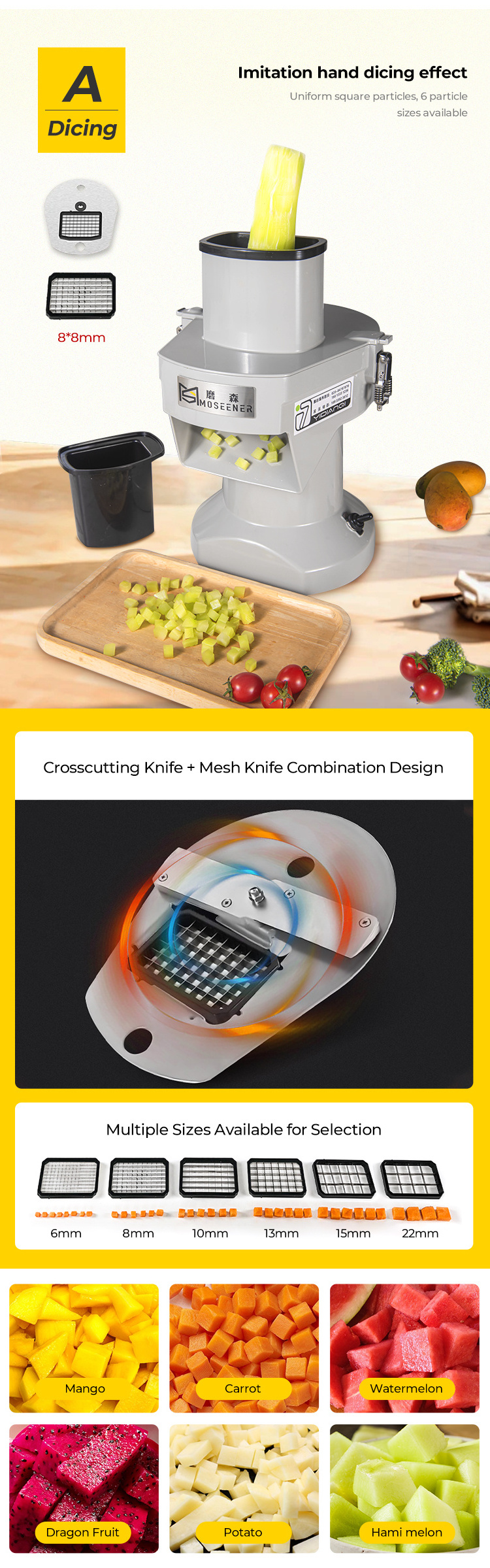 Commercial Cutter Slicing Fruit And Vegetable Chips Chopper Slicer Dicer Machine dicer tomato