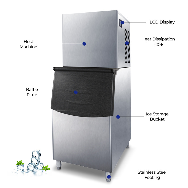 Commercial 3 Years Warranty Restaurant 300Kg/24H Ice Cube Maker Ice Making Machine