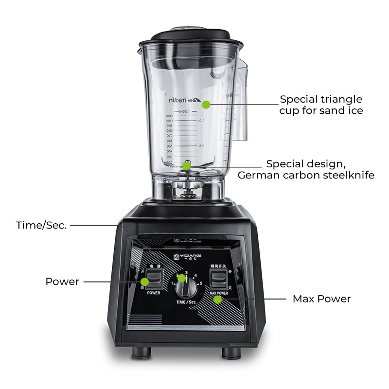 2023 New design High power heavy duty quiet commercial silent blender with sound proof smoothie maker with cover