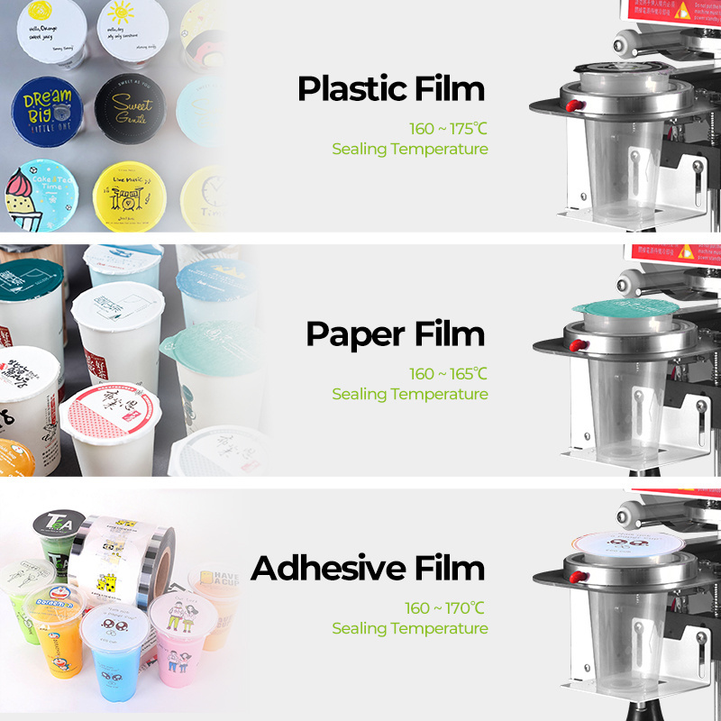 best seller 90mm/95mm/120mm caliber Automatic tea cup sealer plastic liquid bottle sealing machine boba cup sealing machine